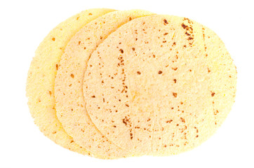 Round pita for cooking isolated on white background
