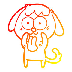 warm gradient line drawing cute cartoon dog