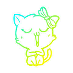 cold gradient line drawing cartoon cat