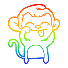 rainbow gradient line drawing funny cartoon monkey