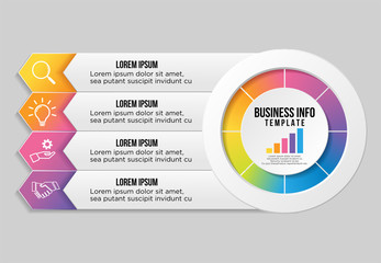 Vector Infographic Design Template with Options Steps and Marketing Icons can be used for info graph, presentations, process, diagrams, annual reports, workflow layout