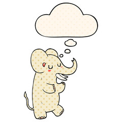 cartoon elephant and thought bubble in comic book style
