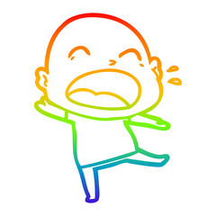 rainbow gradient line drawing cartoon shouting bald man