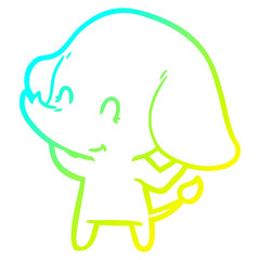 cold gradient line drawing cute cartoon elephant
