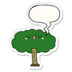 cartoon tree and speech bubble sticker