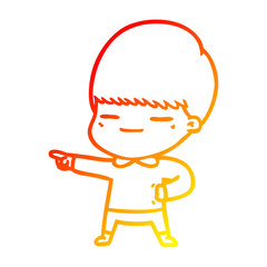 warm gradient line drawing cartoon smug boy