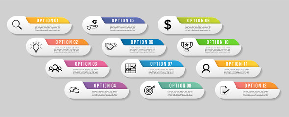 Vector Infographic Design Template with Options Steps and Marketing Icons can be used for info graph, presentations, process, diagrams, annual reports, workflow layout