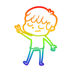 rainbow gradient line drawing cartoon happy boy