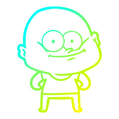cold gradient line drawing cartoon bald man staring
