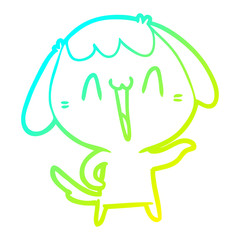cold gradient line drawing cute cartoon dog