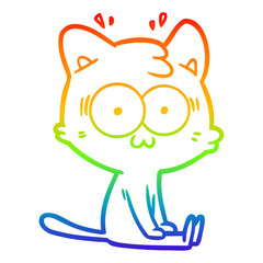 rainbow gradient line drawing cartoon surprised cat
