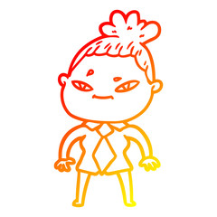 warm gradient line drawing cartoon woman