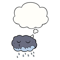 cartoon rain cloud and thought bubble