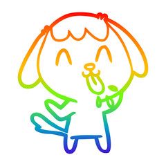 rainbow gradient line drawing cute cartoon dog