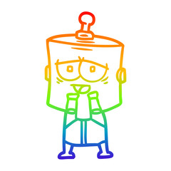 rainbow gradient line drawing cartoon robot