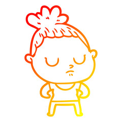 warm gradient line drawing cartoon calm woman