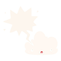 cute cartoon cloud and speech bubble in retro style