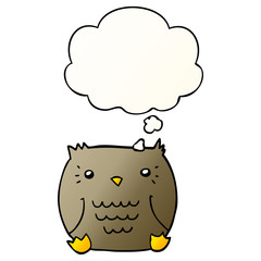 cartoon owl and thought bubble in smooth gradient style