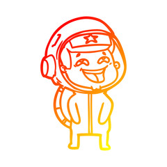 warm gradient line drawing cartoon laughing astronaut