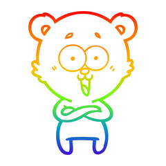 rainbow gradient line drawing laughing teddy  bear cartoon