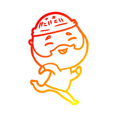 warm gradient line drawing cartoon happy bearded man