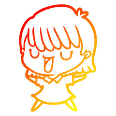 warm gradient line drawing cartoon woman