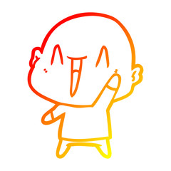 warm gradient line drawing happy cartoon bald man