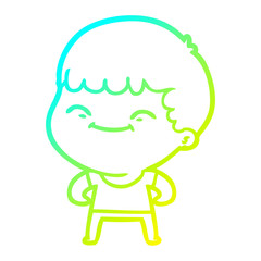 cold gradient line drawing cartoon happy boy