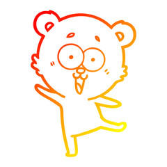 warm gradient line drawing laughing teddy  bear cartoon