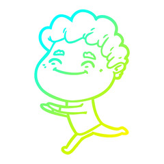 cold gradient line drawing cartoon friendly man
