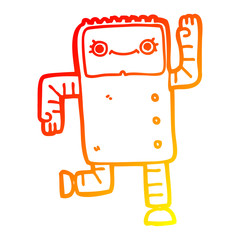 warm gradient line drawing cartoon robot