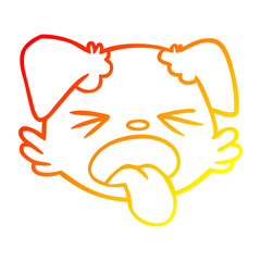 warm gradient line drawing cartoon dog face