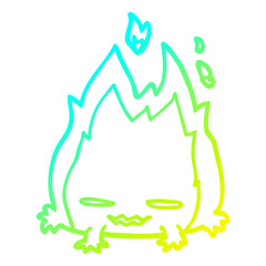 cold gradient line drawing cartoon fire demon