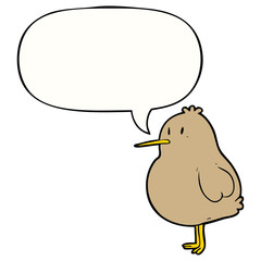cute cartoon kiwi bird and speech bubble