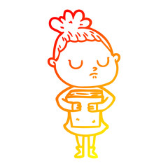 warm gradient line drawing cartoon calm woman