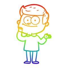rainbow gradient line drawing cartoon happy man