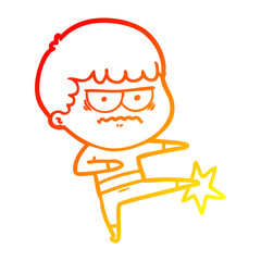 warm gradient line drawing cartoon annoyed man