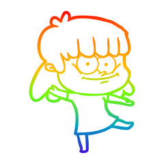 rainbow gradient line drawing cartoon smiling woman