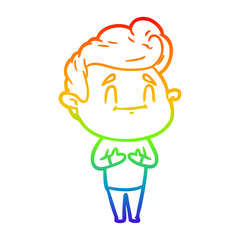 rainbow gradient line drawing happy cartoon man