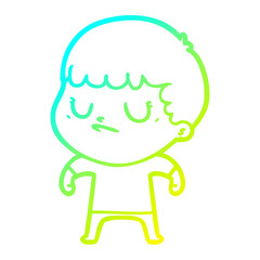 cold gradient line drawing cartoon grumpy boy