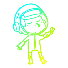 cold gradient line drawing cartoon confident astronaut