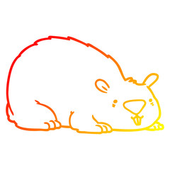 warm gradient line drawing cartoon wombat