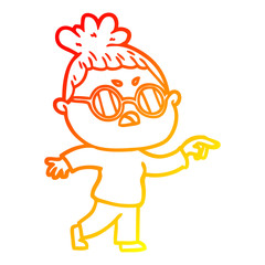 warm gradient line drawing cartoon annoyed woman