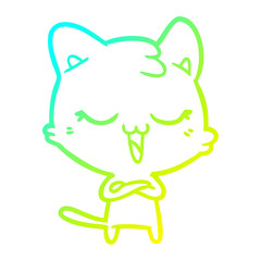 cold gradient line drawing happy cartoon cat