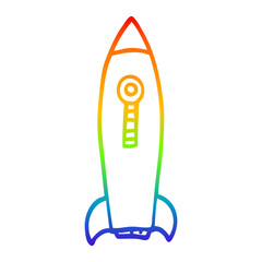 rainbow gradient line drawing cartoon space rocket