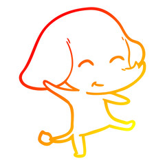 Obraz premium warm gradient line drawing cute cartoon elephant dancing