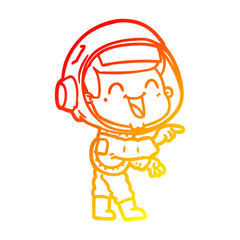 warm gradient line drawing happy cartoon astronaut