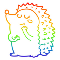 rainbow gradient line drawing cute cartoon hedgehog