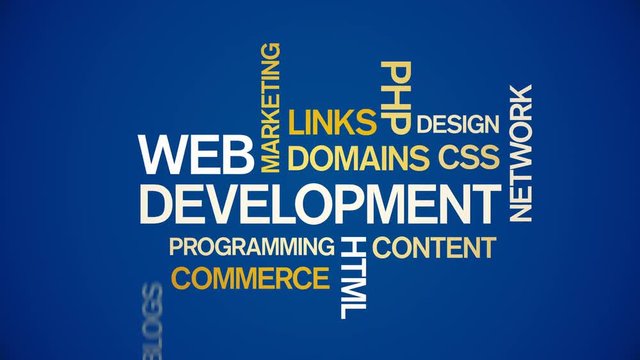 4k Web Development Animated Tag Word Cloud;Text Design Animation;Kinetic Typography.