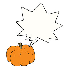 cartoon pumpkin and speech bubble